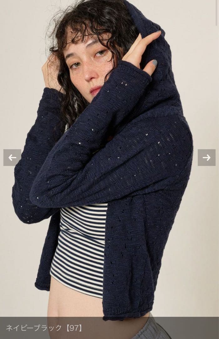 アイレット柄 ニットフーディー TINA：JOJUN