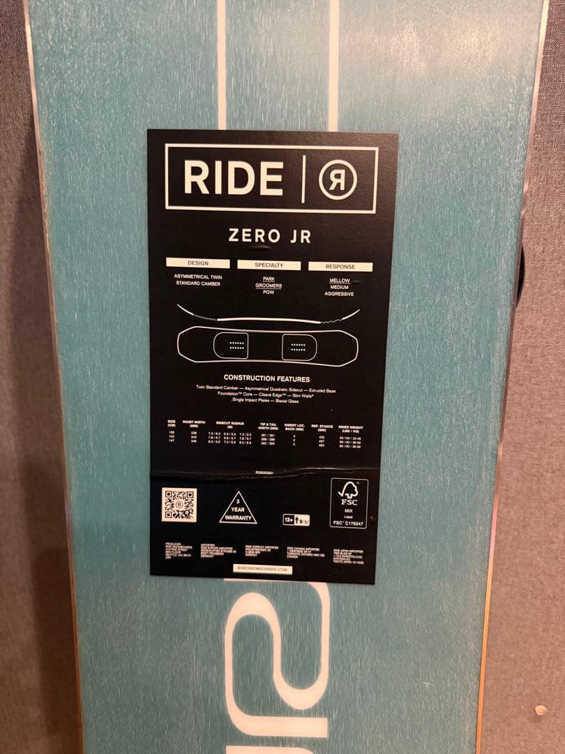 新品　RIDE ZEROJr スノーボード ビンディングセット　135